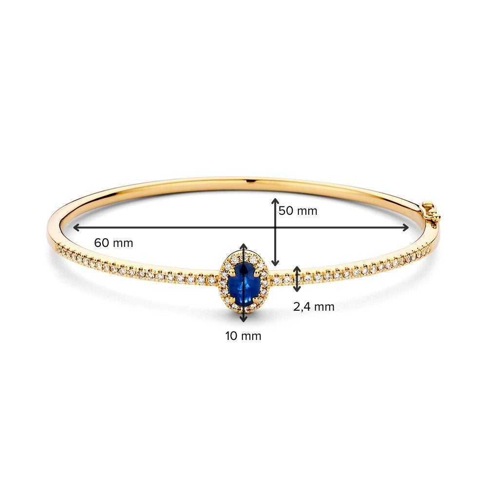 Bangle de oro con diamantes y zafiro 14 quilates, 0,61 crt diamantes, 0,94 crt zafiro