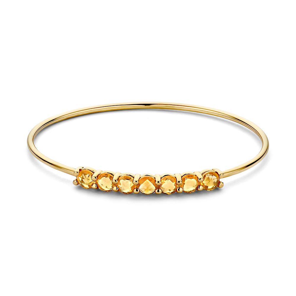 Geelgouden Bangle met Citrien 14 Karaat, 60x50 mm, Warme Gloed