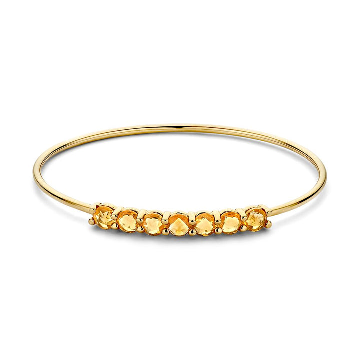 Geelgouden Bangle met Citrien 14 Karaat, 60x50 mm, Warme Gloed