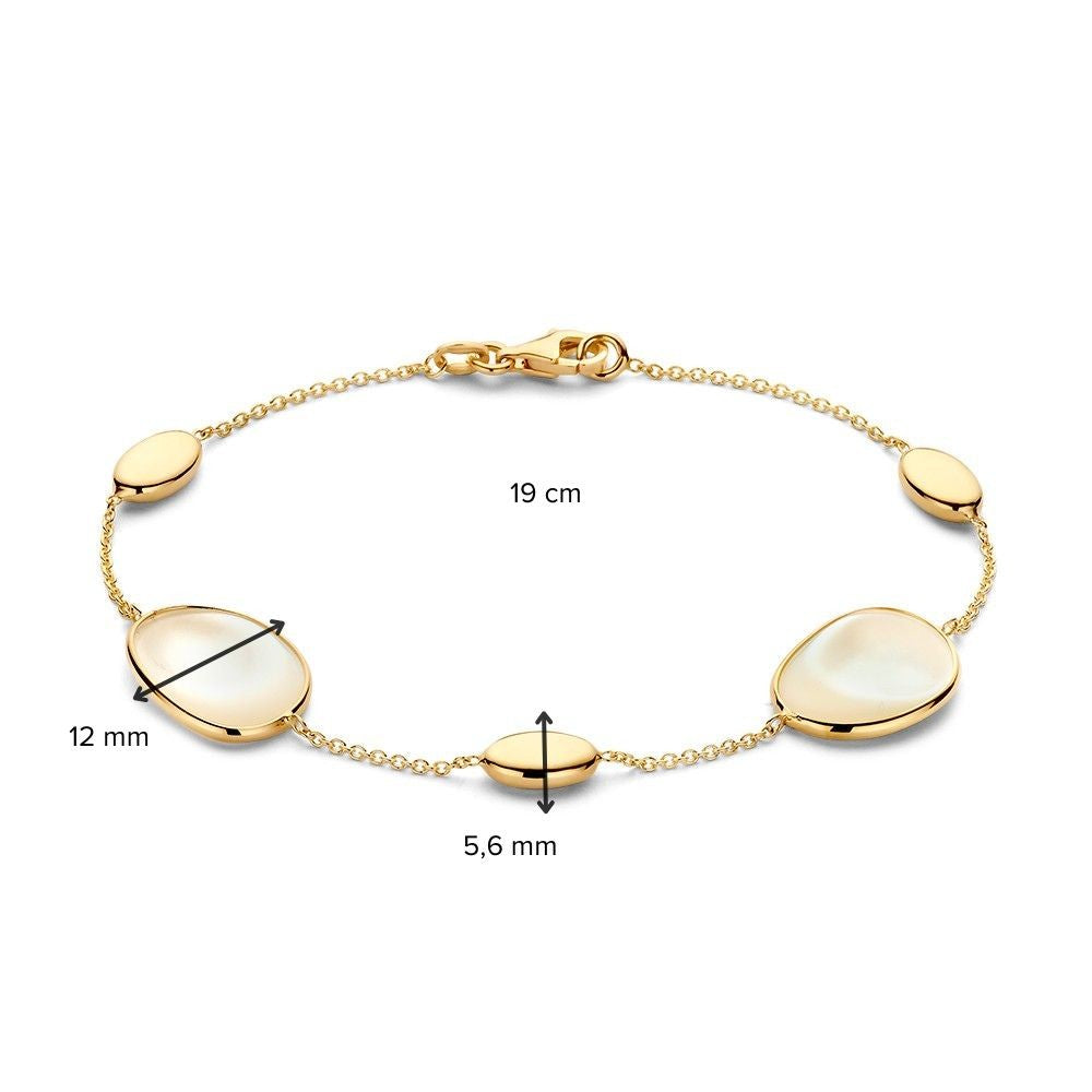 Pulsera de oro amarillo con elementos de nácar – pulsera de mujer de 14 quilates
