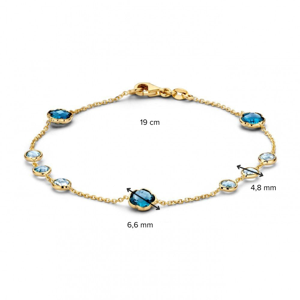 Pulsera de oro amarillo con topacio – 14 quilates, 19 cm de longitud – Envío gratis