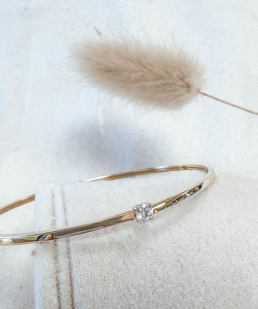 Pulsera de oro amarillo con circonitas – 14 quilates de mujer 19 cm