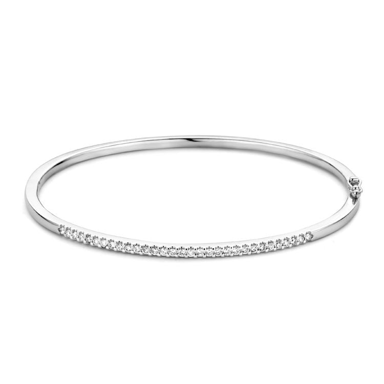 Pulsera esclava de oro blanco rodiado con 31 diamantes de 0.51 crt.