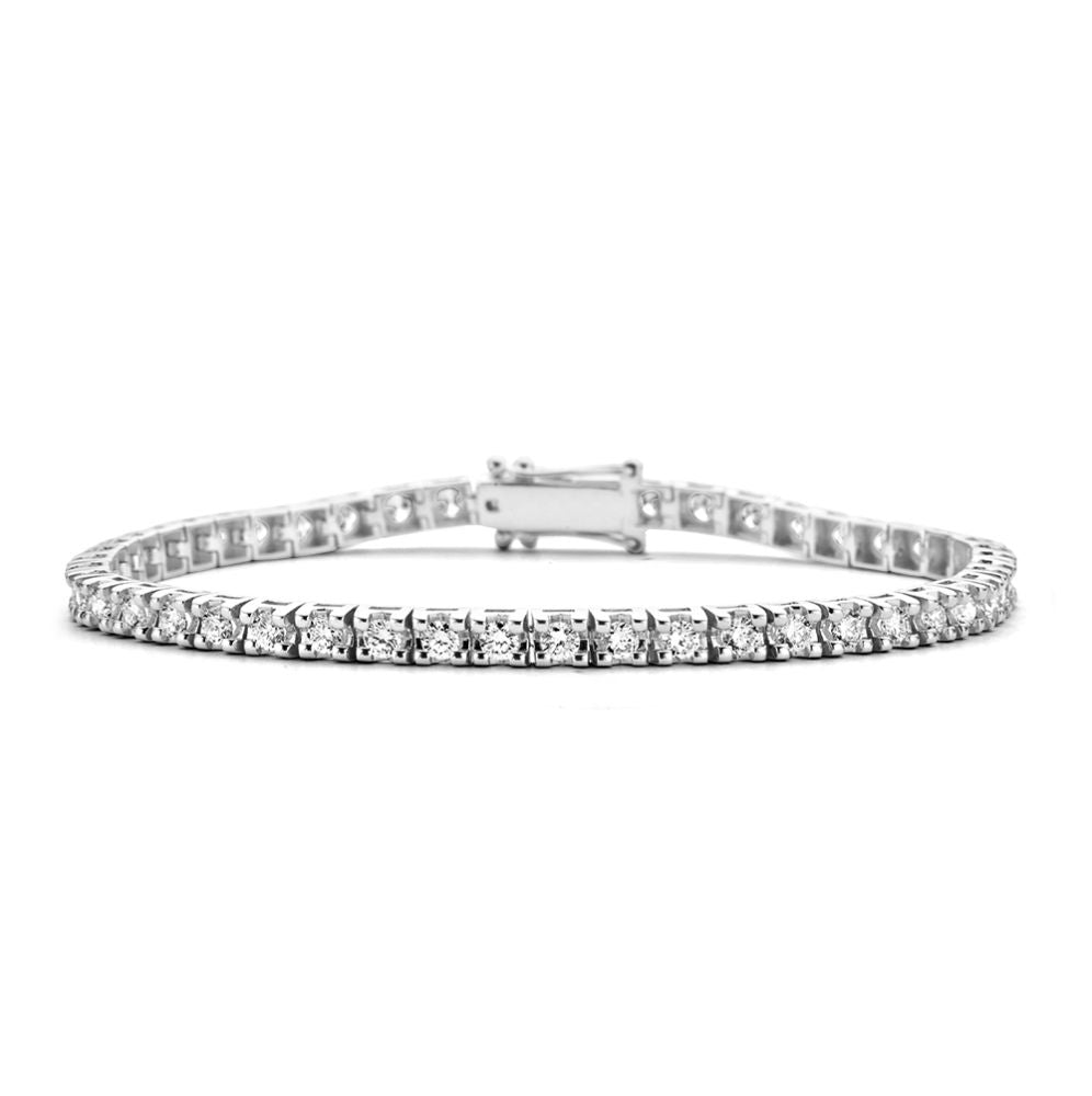 Pulsera de tenis de oro blanco con 63 diamantes brillantes de 3.01 ct, 14 quilates.