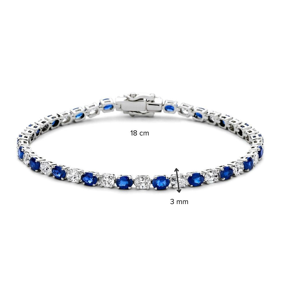Pulsera de oro blanco de lujo con diamantes y zafiros azules – 14 quilates, 3.05 crt