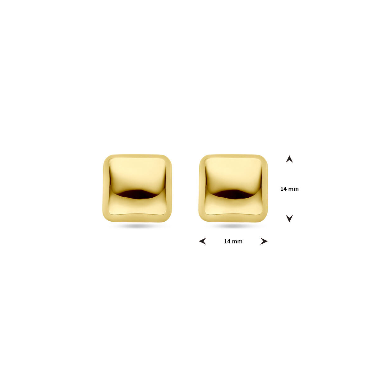 pendientes de botón 14 mm 1 micron plata chapado en oro amarillo