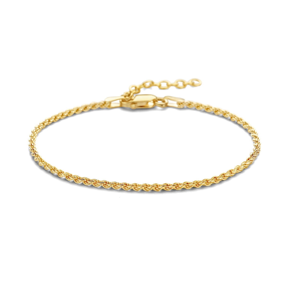 Pulsera de cadena bizantina dorada de 1,7 mm con baño de plata de 3 micrones.