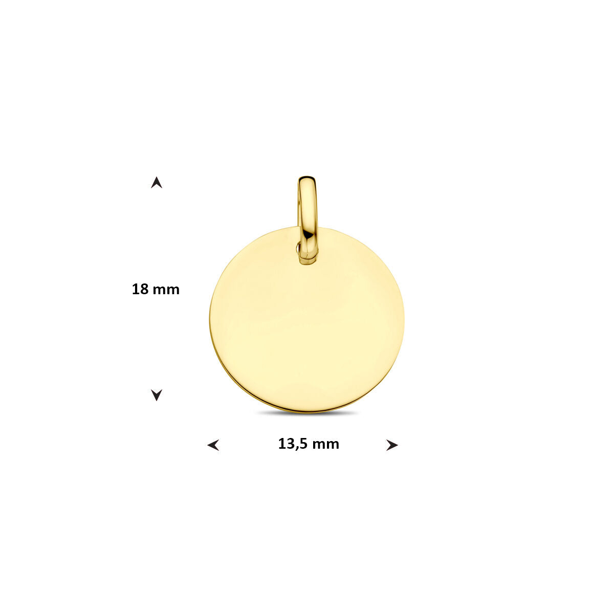 colgante redondo chapado en oro amarillo – 9k