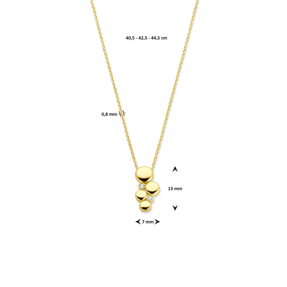 collar diamante 0.02ct h si 40,5 - 42,5 - 44,5 cm oro amarillo 14K