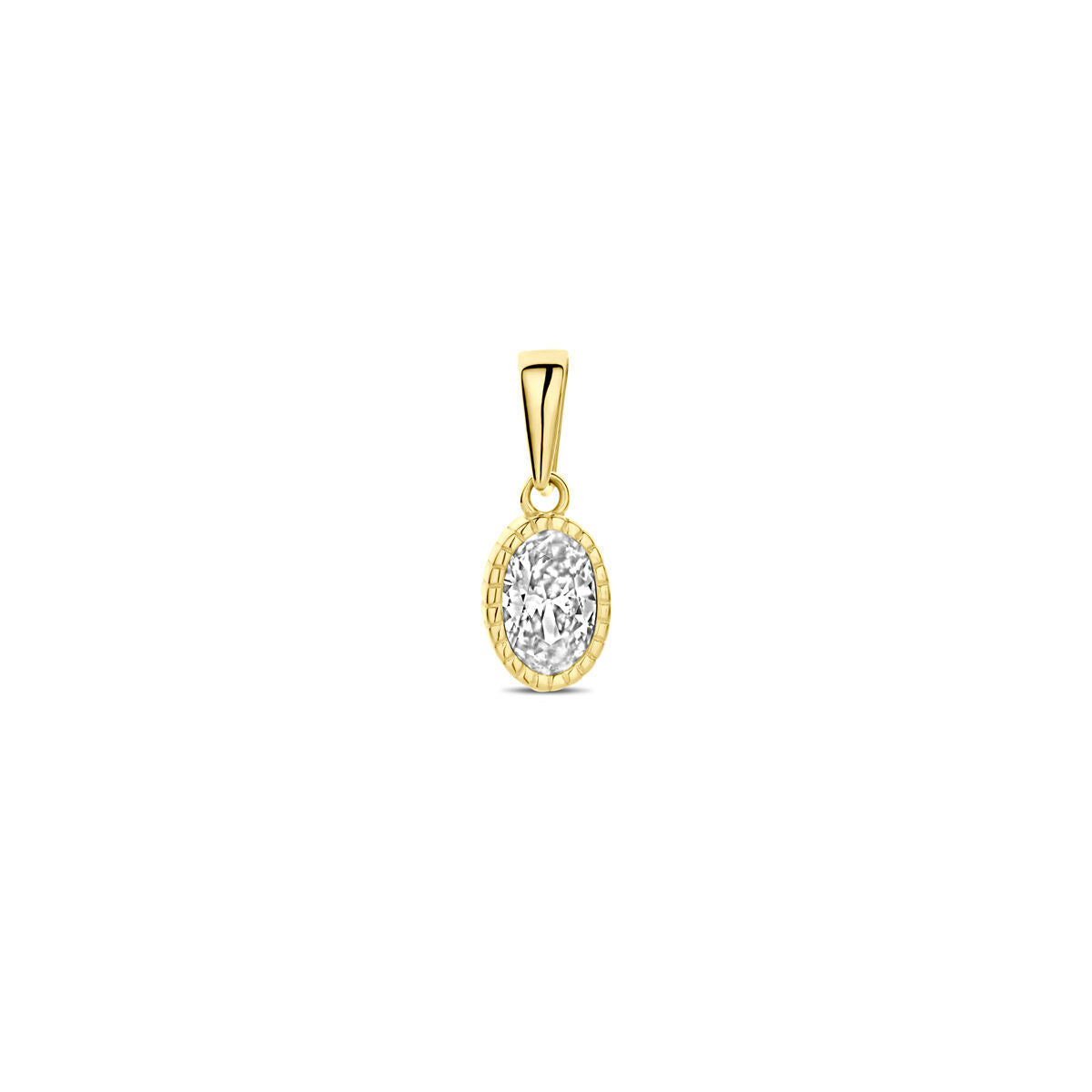 Colgante ovalado de zircónia de 13,5 mm en oro amarillo de 14K.