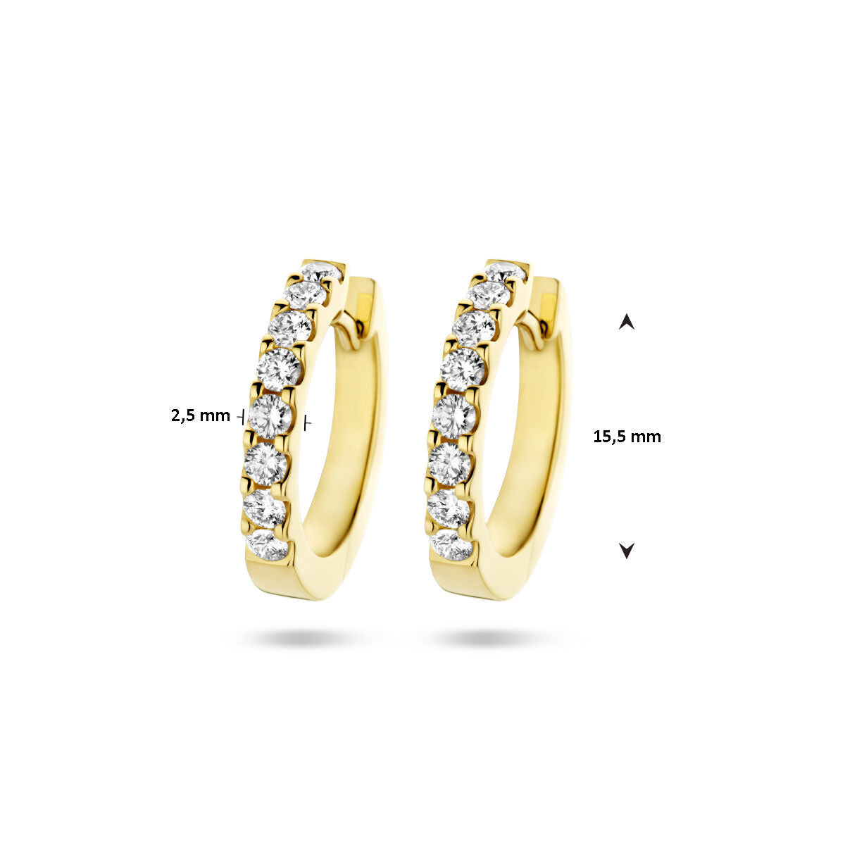 aros con diamantes 0.50ct (2x 0.25ct) h si oro amarillo 14K