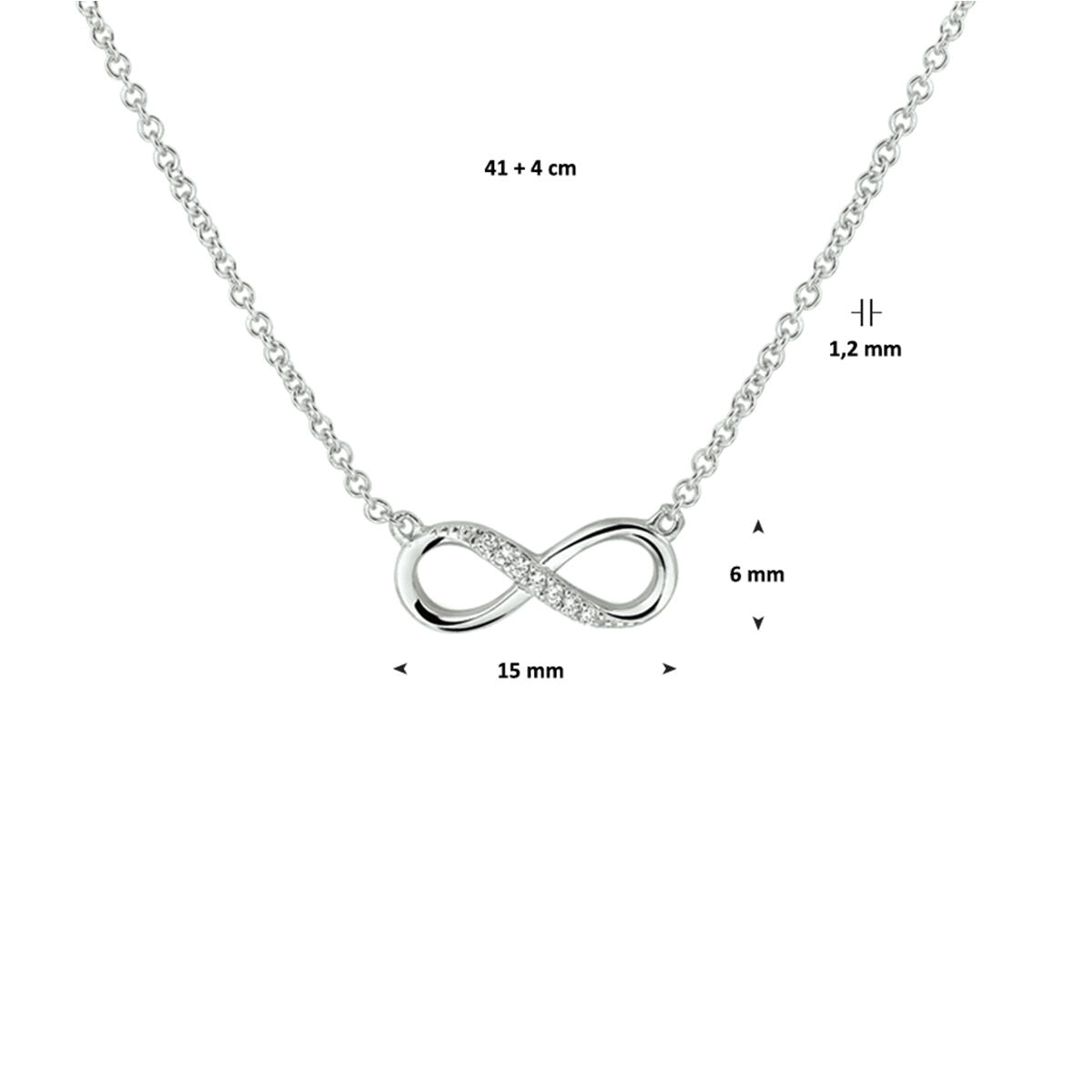collar infinity circonita 41 + 4 cm plata rodiada