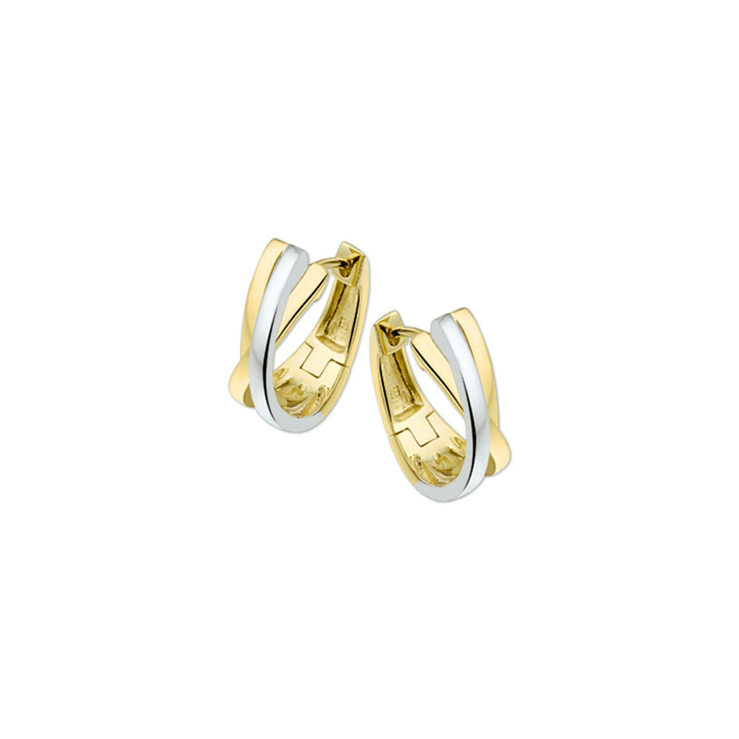 aros 14K bicolor oro amarillo/blanco