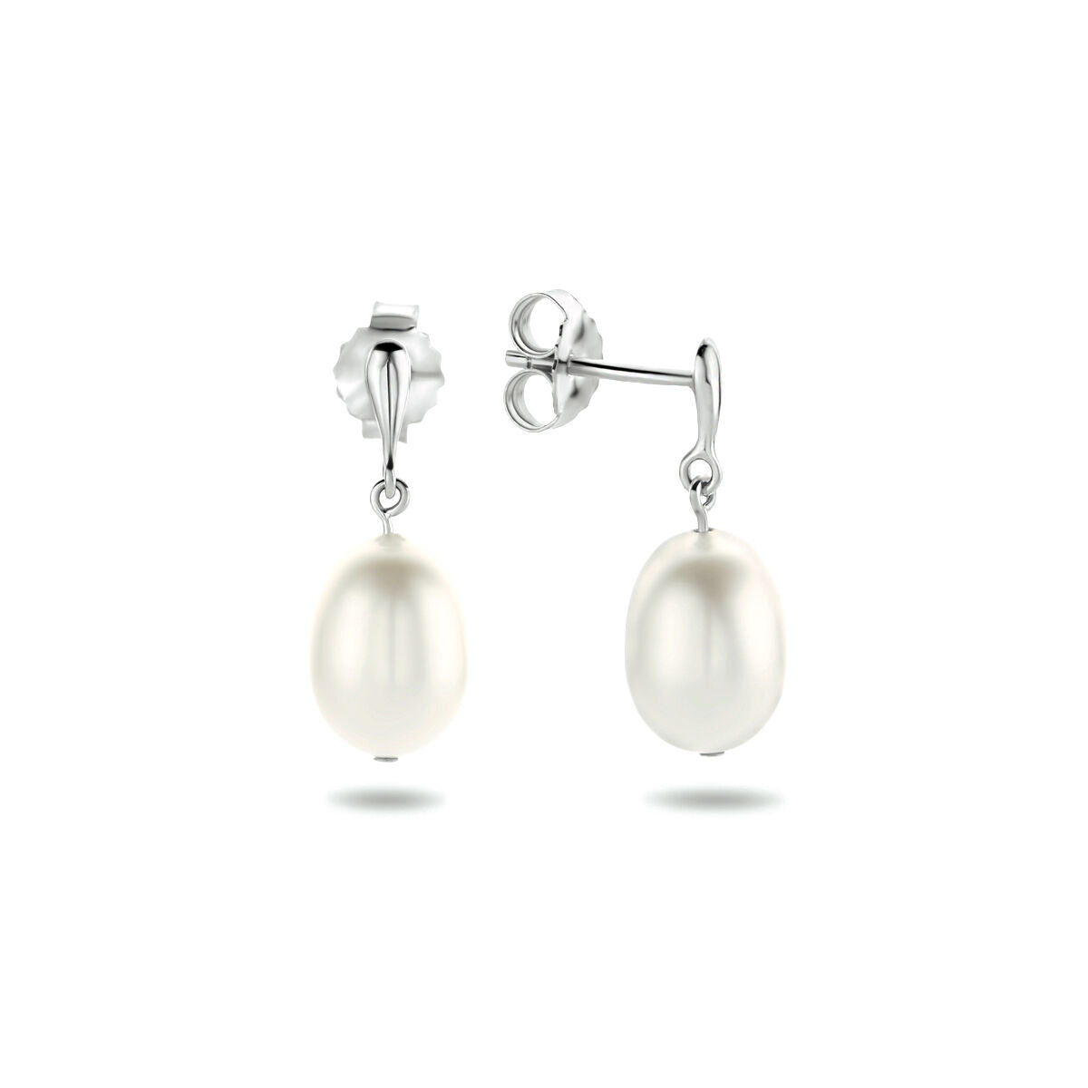 pendientes de perla plata rodiada