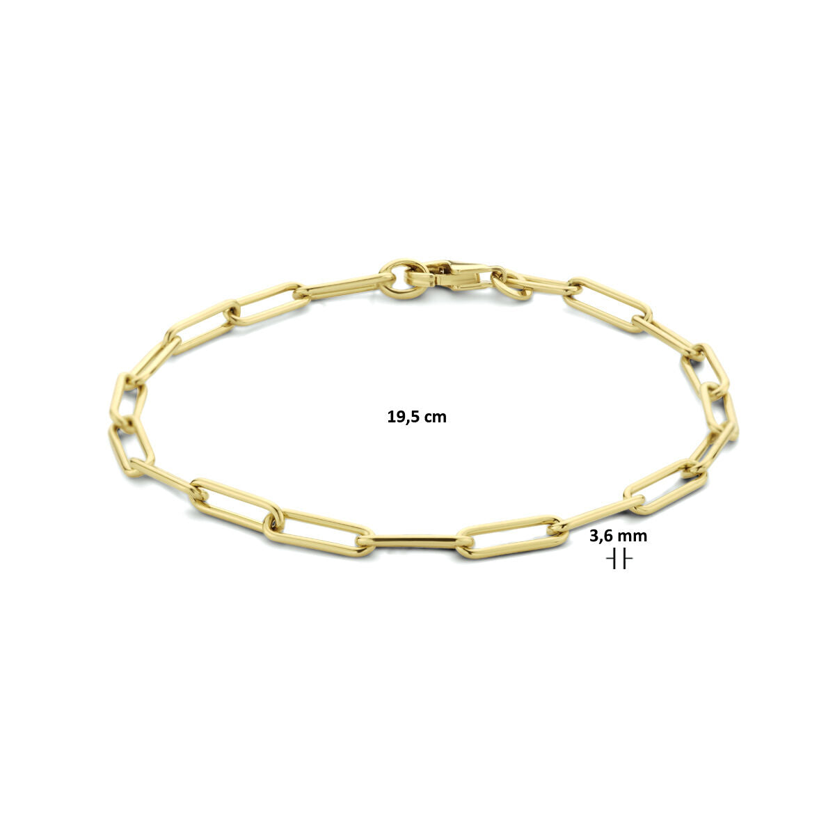 Pulsera de mujer oro tipo paperclip redonda maciza 14K