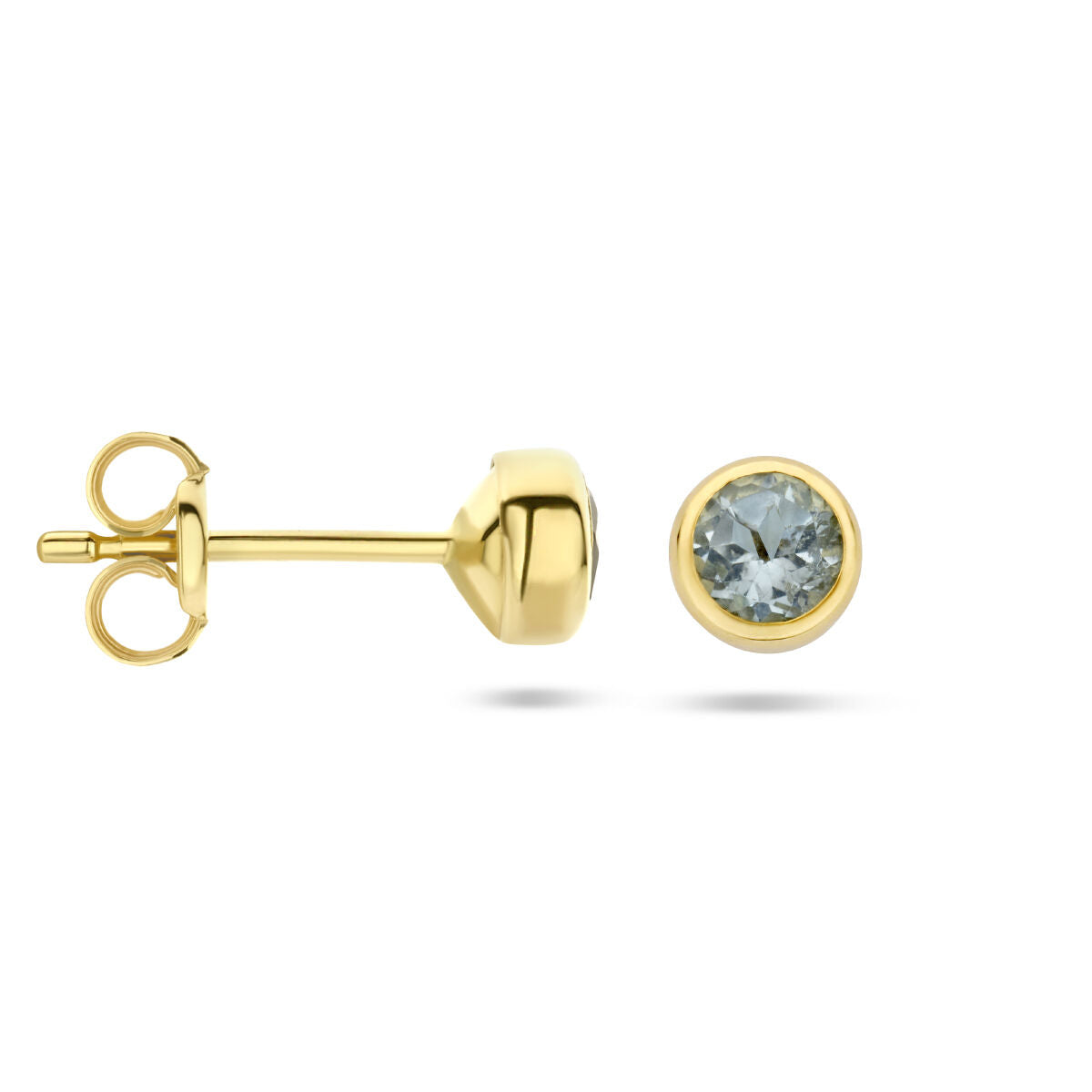 pendientes de botón topacio azul 14K oro amarillo