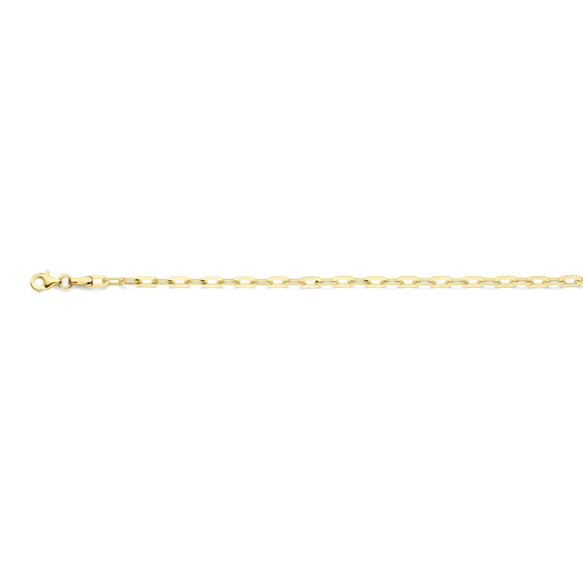 Collar de eslabones tipo paperclip de 3 mm, 45 cm, en oro amarillo de 14 quilates.