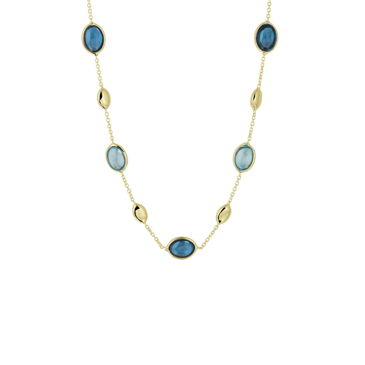 Collar de mujer en oro con london blue y topacio azul 14K