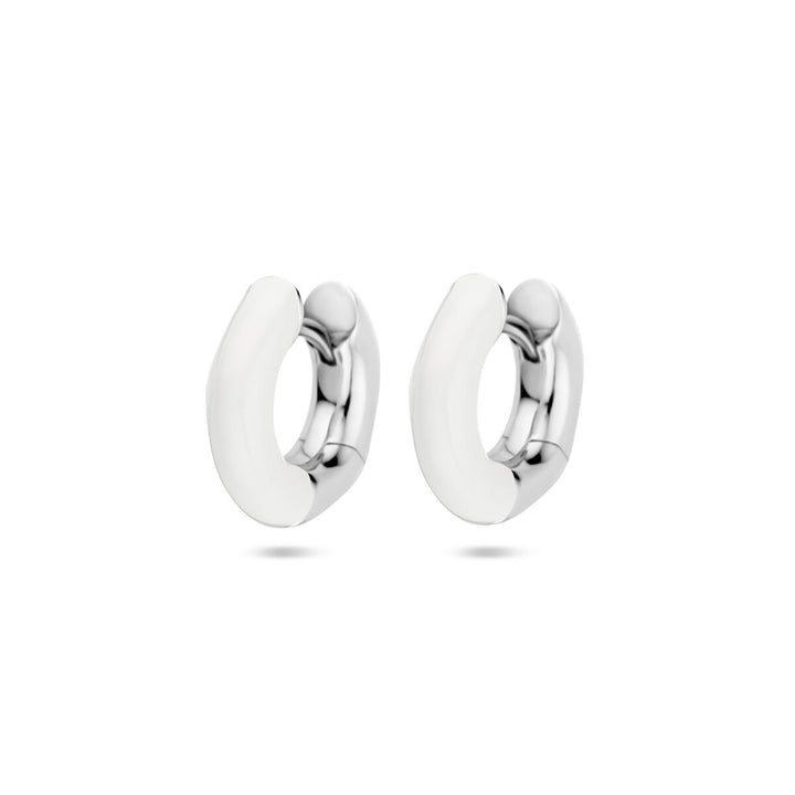 klapoorringen wit emaille 4 mm zilver gerhodineerd
