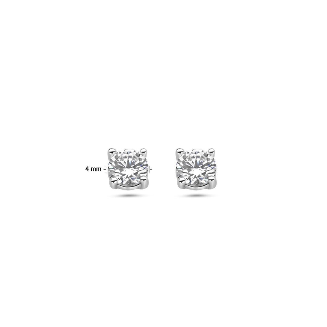 oorknoppen zirkonia zilver gerhodineerd