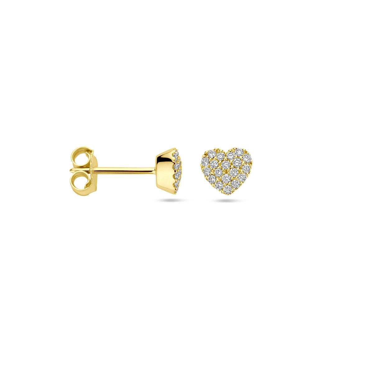 pendientes de botón corazón diamante 0.18ct (2x 0.09ct) h si 5,5 mm 14K oro amarillo