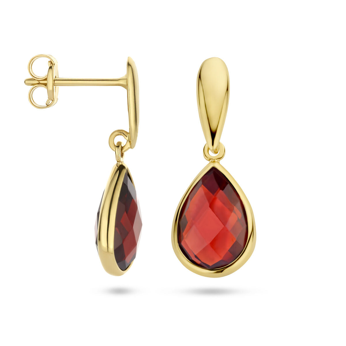 pendientes granate 14K oro amarillo
