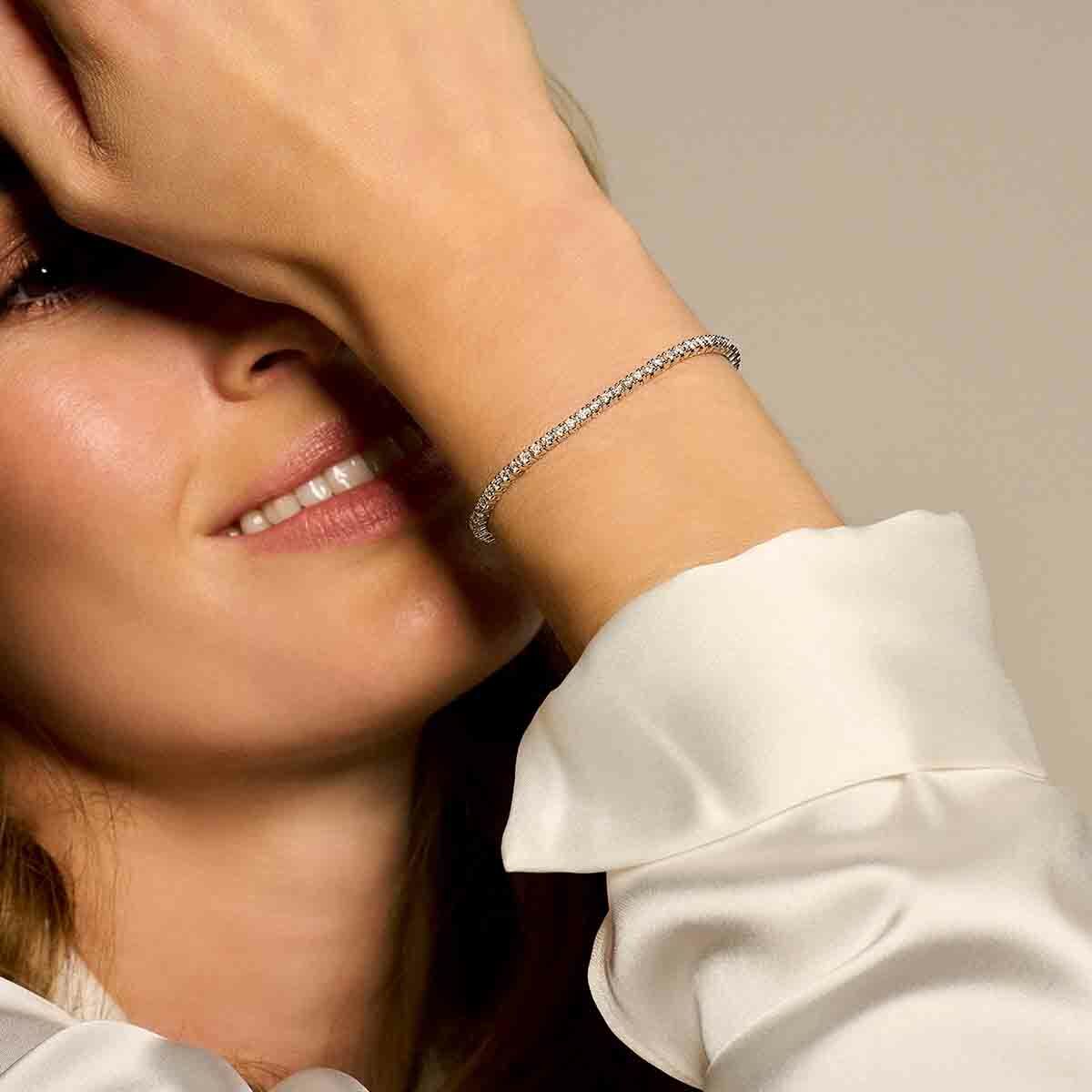 pulsera de tenis diamante 1.00ct h si 2,0 mm 17,5 cm 14K oro amarillo