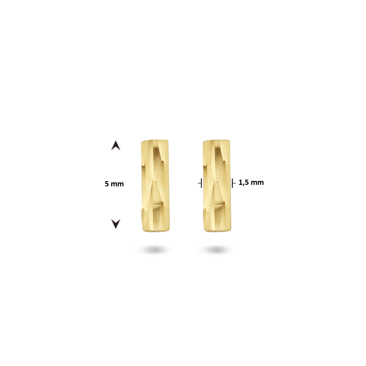 pendientes de botón en barra diamantada en oro amarillo de 14K