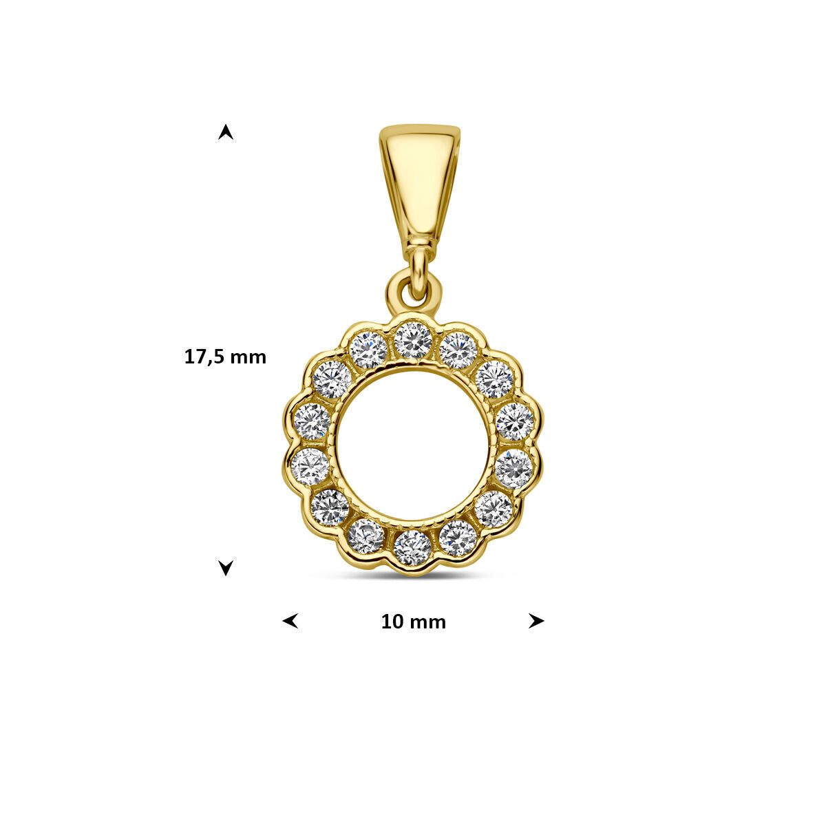 Collar chapado en oro amarillo con colgante de circonita redonda