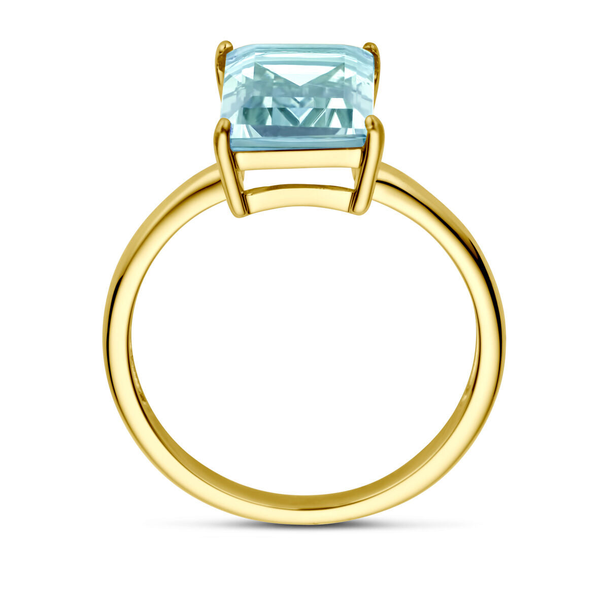 anillo topacio azul 14K oro amarillo