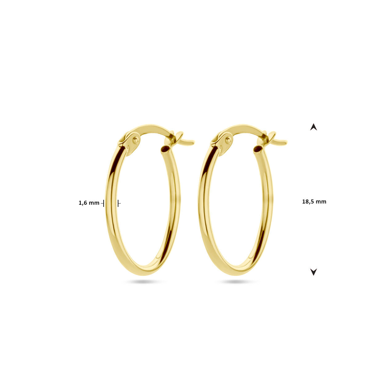Aros de tubo redondo de 1,6 mm en color dorado.