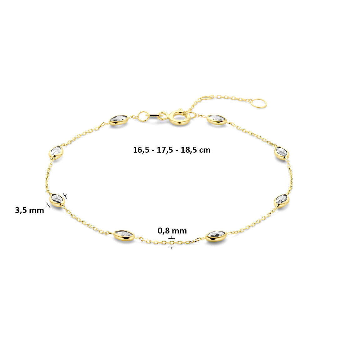 Geelgoudkleurige armband met zirkonia – 9k