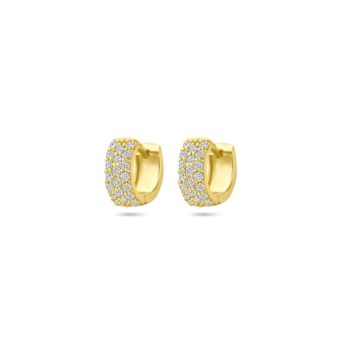 Pendientes de aro de oro amarillo de 14K con diamantes de 0.40 ct (2x 0.20 ct) y diseño de 10 mm.