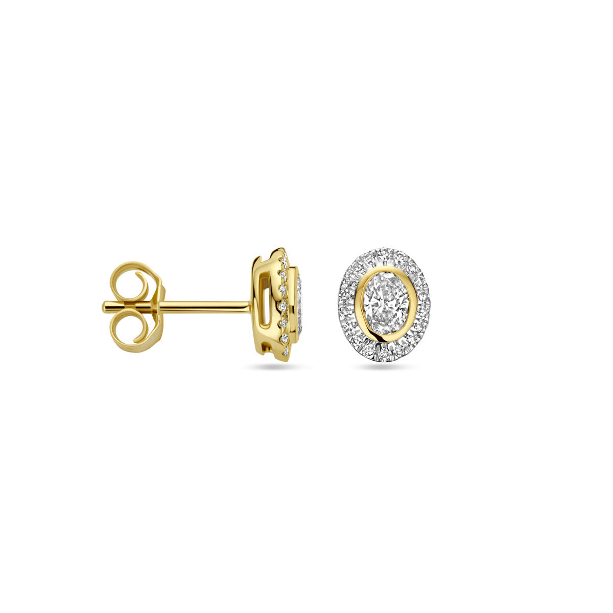 pendientes de botón diamante 0.50ct (2x 0.25ct) h si 7,5 mm oro amarillo