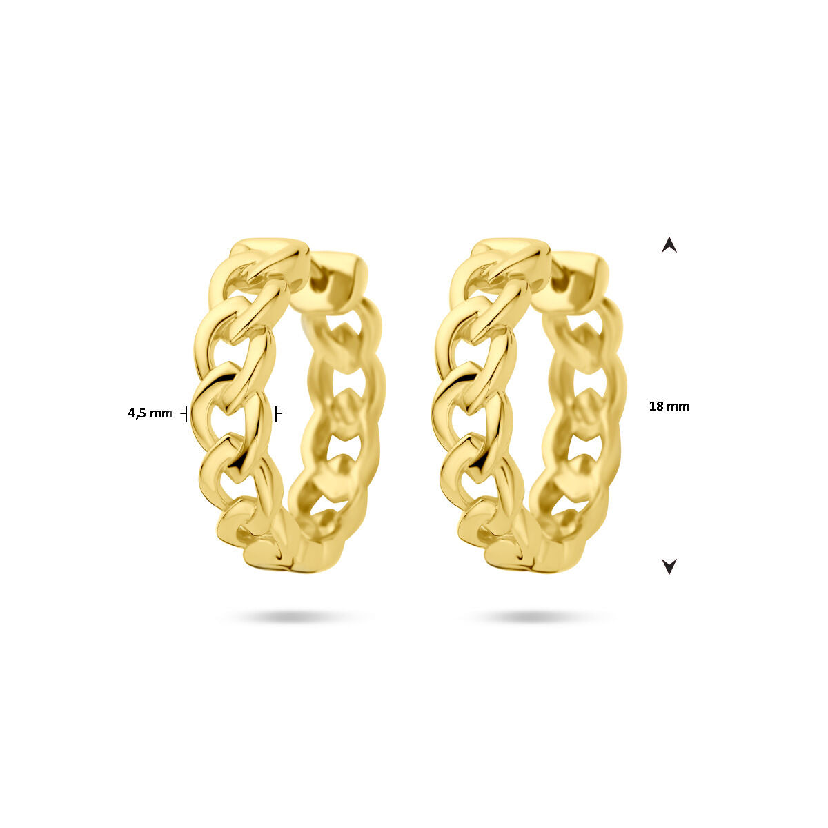 aros de eslabones 18mm 1 micron plata chapado en oro amarillo