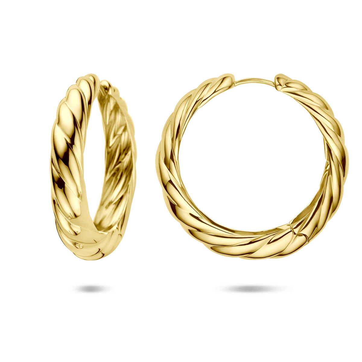 Aros chapados en oro de plata de mujer – 40 x 7 mm