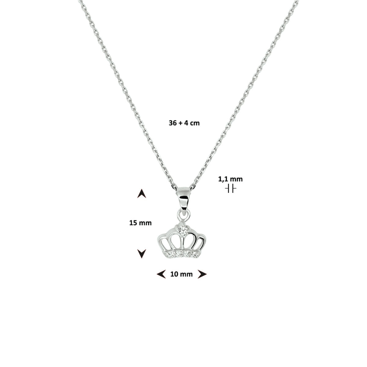 collar corona zirconia 36 + 4 cm plata rodiado
