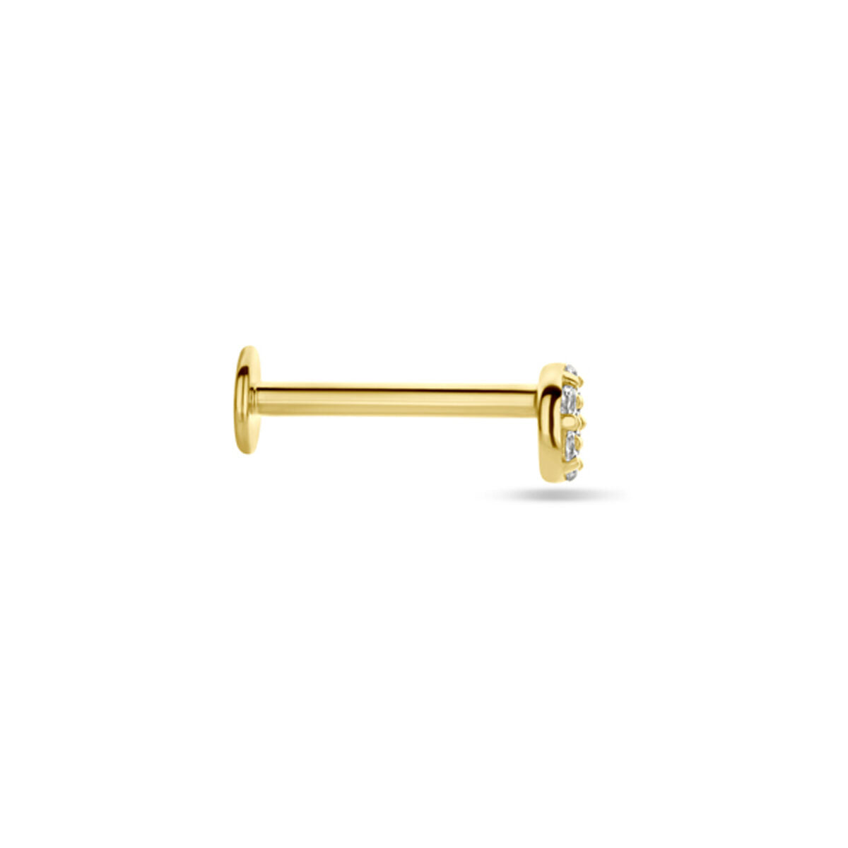 piercing de fondo plano zircón 3,5 mm 14K oro amarillo