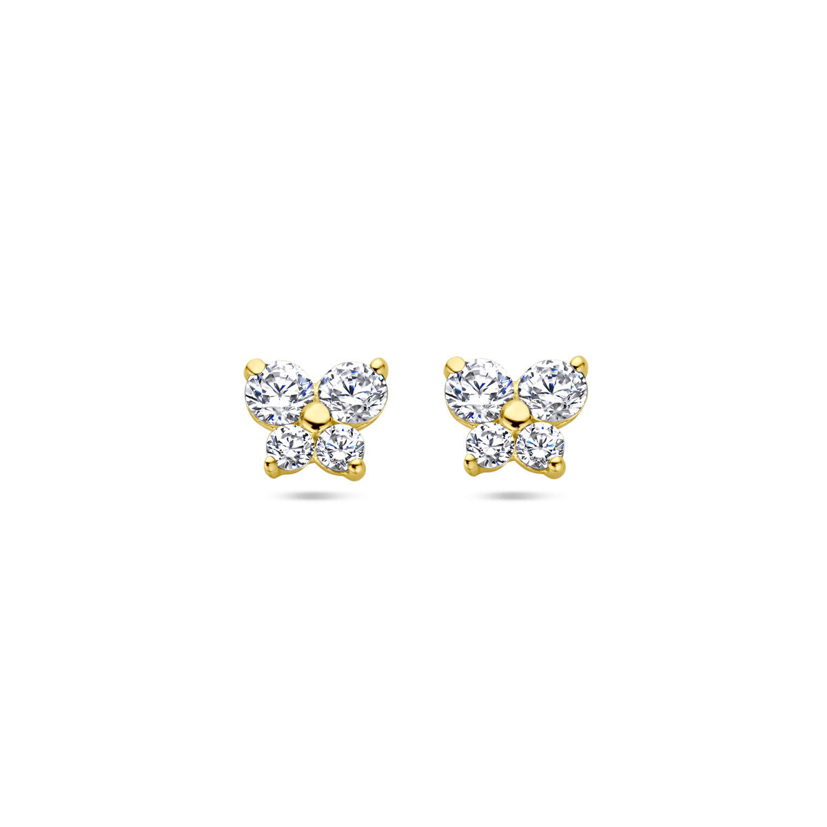 Pendientes de mariposa de zircón en oro amarillo de 14K.