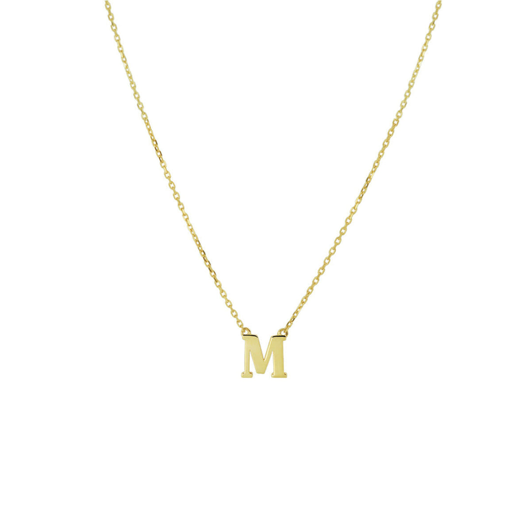 De Van der Kooij Collectie Gouden dames kettingletter 14K heeft een delicaat ankerkettinkje met een opvallende, persoonlijke hoofdletterhanger - een ideaal sieradencadeau voor dames op een effen witte achtergrond.