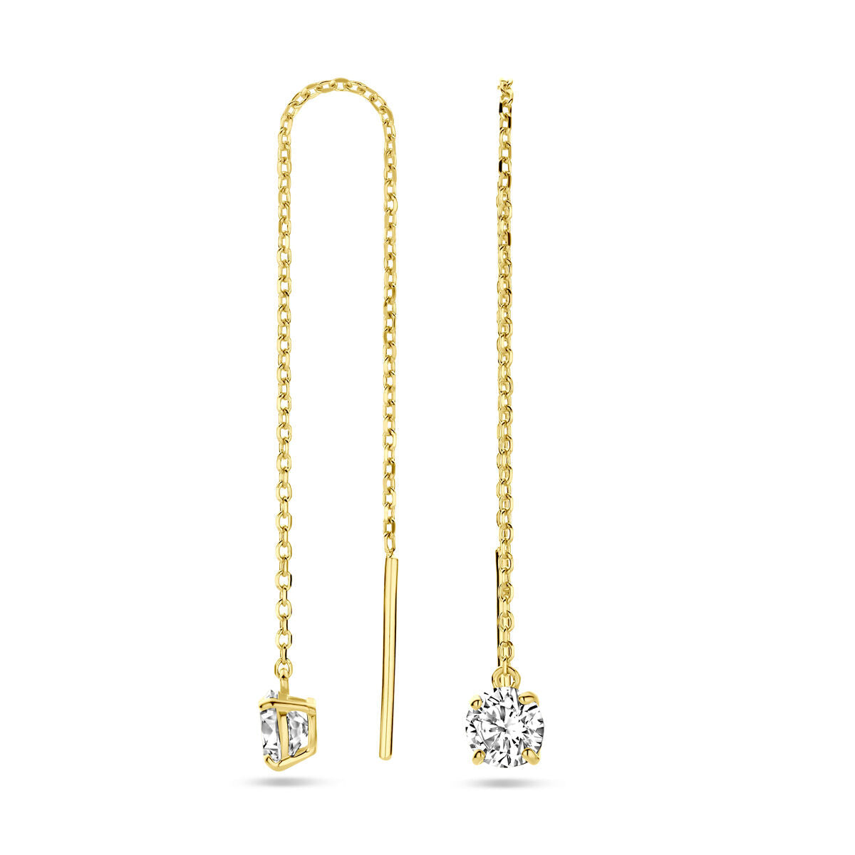 pendientes de botón de zircón 14K oro amarillo