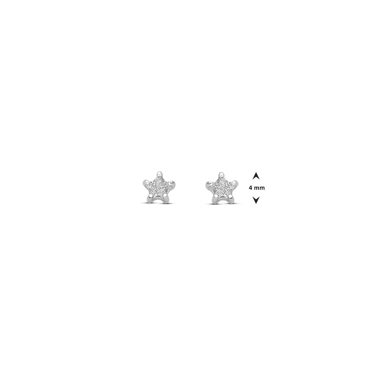 pendientes de botón estrella de circonita 3,5 mm plata rodiada