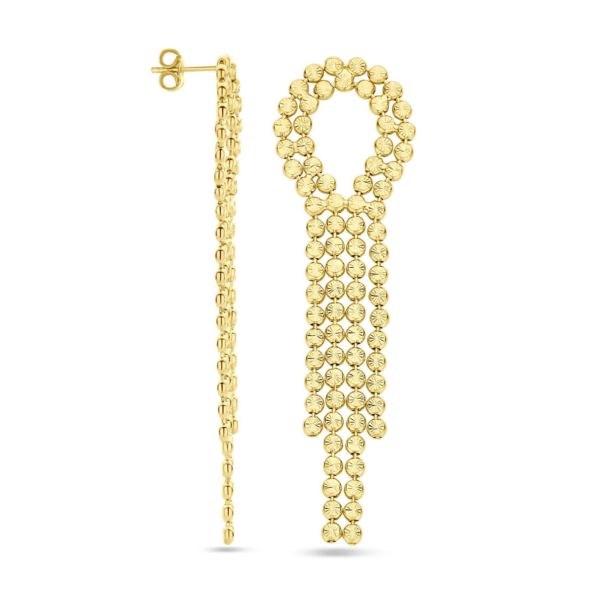 Colección Van der Kooij - pendientes diamantados 72 mm 1 micrón plata chapado en oro amarillo