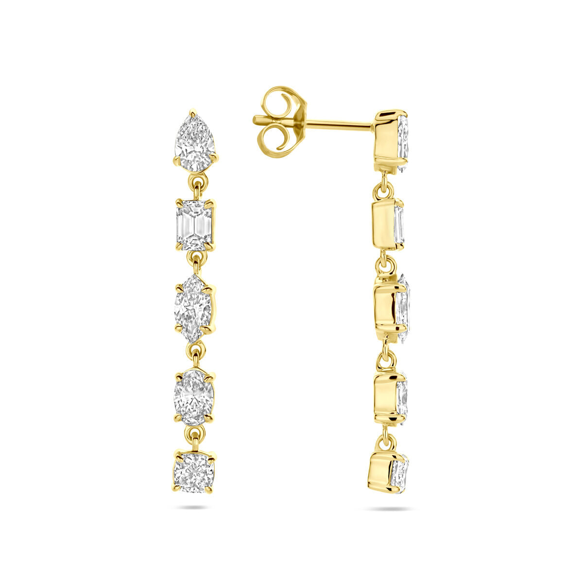 pendientes de diamante cultivado en laboratorio 2.00ct (2x 1.00ct) h si 30 mm oro amarillo 14K