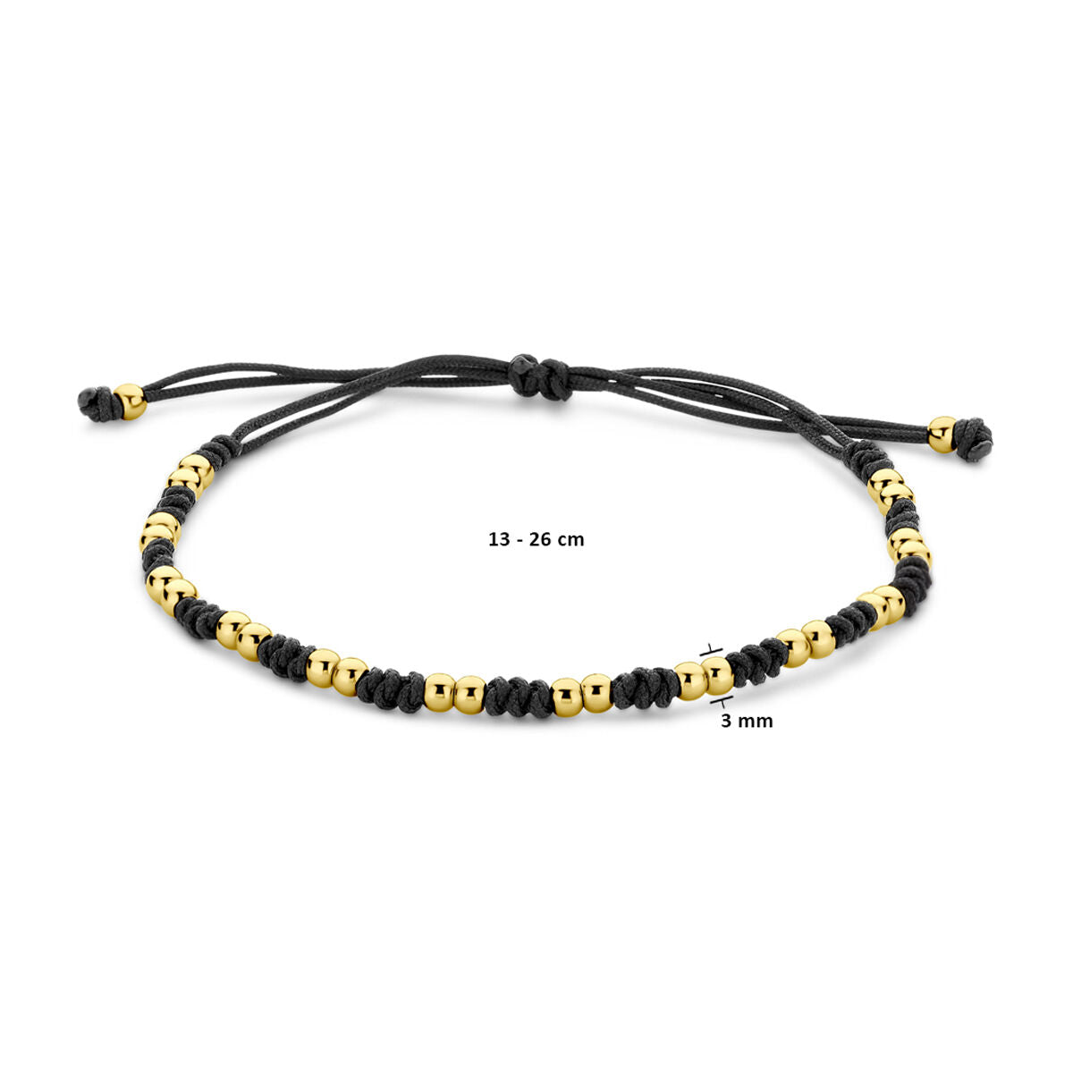 pulsera de bolitas 12 - 24 cm 14K oro con goma/nylon/cuero
