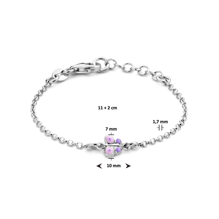 armband vlinder 11 + 2 cm zilver gerhodineerd