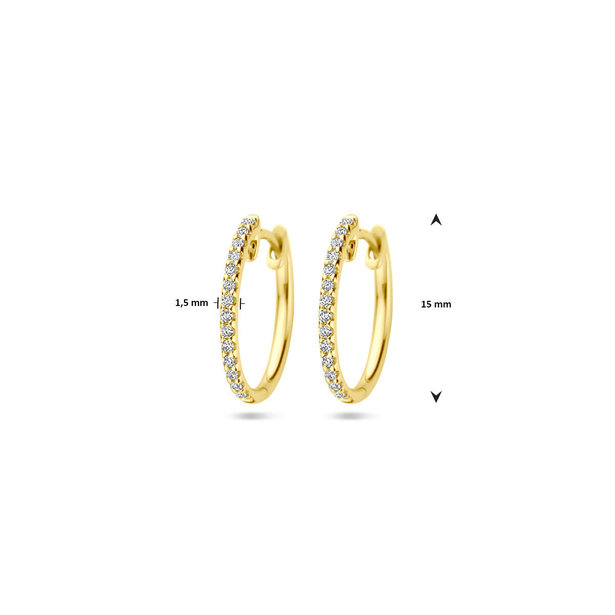 aros diamante h si 1,5 mm tubo oro amarillo 14K