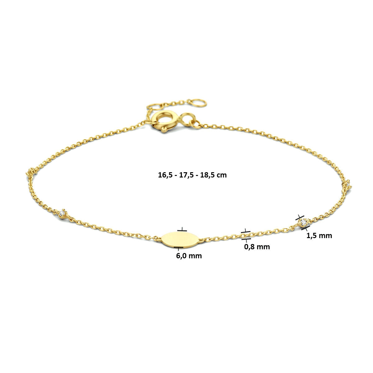 Pulsera de mujer oro con circonitas 14K