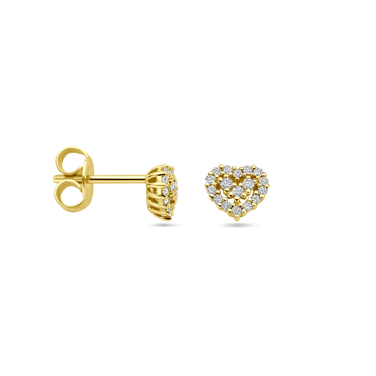 pendientes de botón corazón diamante 0.16ct (2x 0.08ct) h si 14K oro amarillo
