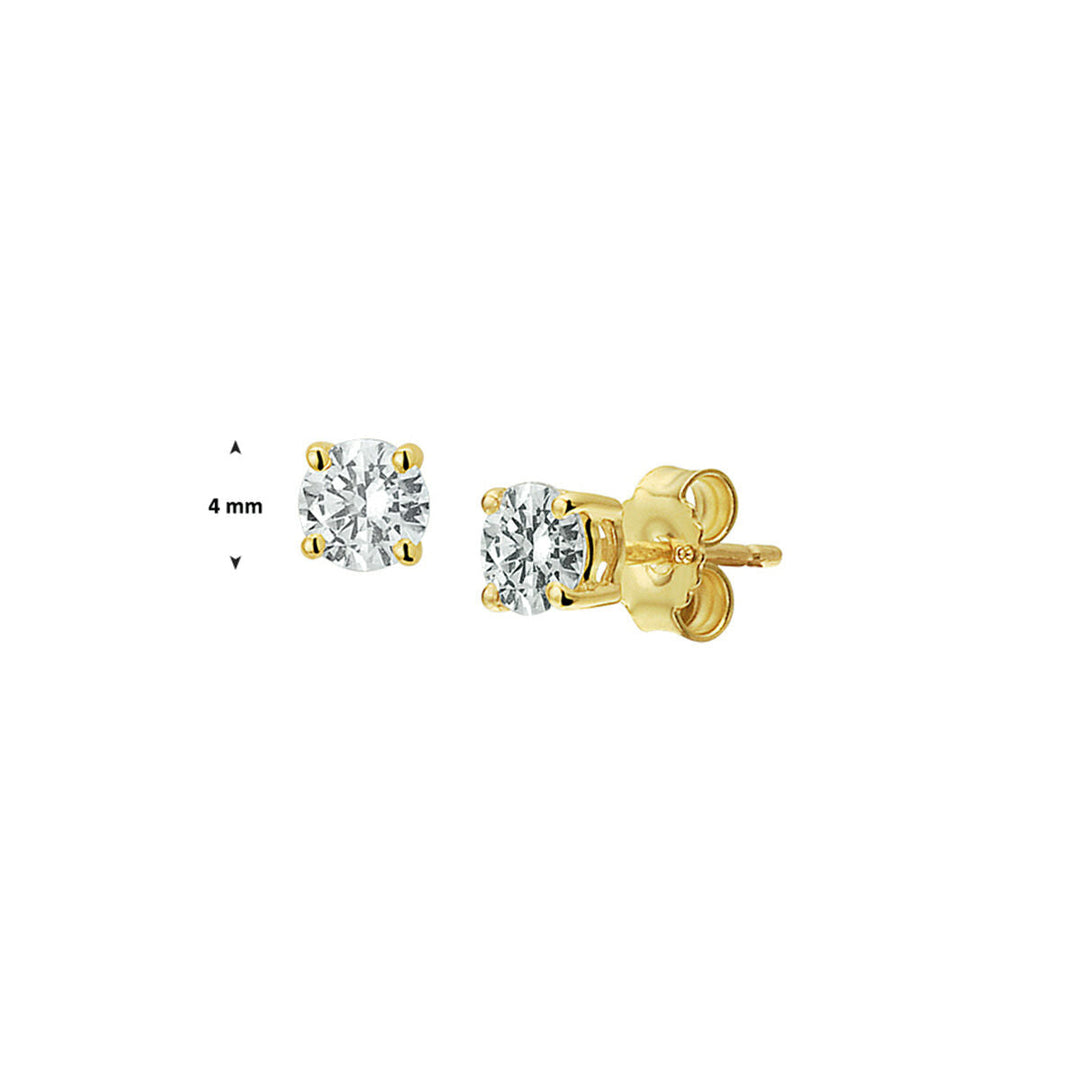 pendientes de botón de zirconia en oro amarillo de 14K